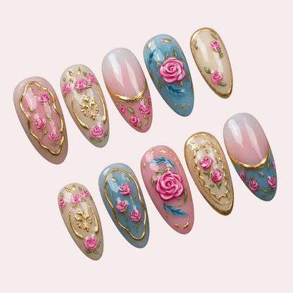 Royal Rosette Luxe Handgemaakte Press-on Nagels